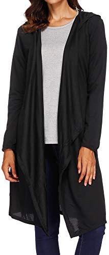 Womens Cardigans Long Sleeve Drape Open Front with Hood Irregular Waterfall Midi Hooded Coats Jackets Tops Pockets for Ladies Teen Girls Fashion Outwear Kintted Sweaters Jumpers Clothes