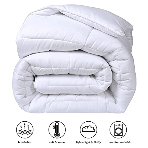 COHOME Queen Size Cooling Comforter, All-Season Quilted Down Alternative Duvet Insert, Luxury Hotel Breathable GentleSoft Comforter with Anti-Clump Tech & 8 Tabs - Reversible - White 88“ x 88” inches
