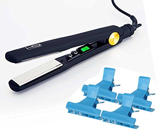 HSI Professional Titanium Tourmaline Ionic 1.25â€ Ceramic Flat Iron Hair Straightener, With A Bonus of 4 BeauWis Butterfly Clamps