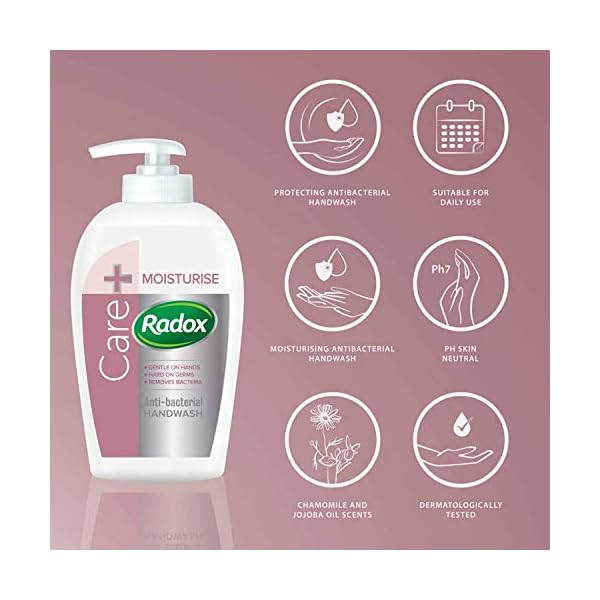 Radox-Hand-Wash-Pack-of-6-Cleansing-Hand-Wash-that-Protects-Hands-Antibacterial-Soap-with-Added-Moisturisers-Gentle-Hand-Soap-Hand-Wash-CareMoisturise-6-Pack-250ml-Hand-wash-Dispenser Radox Hand Wash Pack of 6, Cleansing Hand Wash that Protects Hands, Antibacterial Soap with Added Moisturisers, Gentle…
