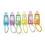 Tubicu Cute Cartoon Bear Silicone Embossed Mini Hand Sanitizer Disposable No Clean Detachable Cover Travel Portable Hangable Fruit-Scented Gel Leak Proof