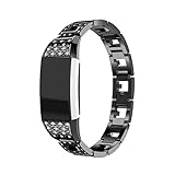 GBSELL Fashion Sport Stainless Steel Watch Band Wrist Strap For Fitbit Charge 2 (Black)