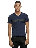 Kenneth Cole REACTION Men's Fab Blkd V Neck, Indigo, Large