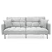 Best Choice Products Linen Upholstered Tufted Convertible Splitback Sleeper Futon w/Pillows, Light Gray