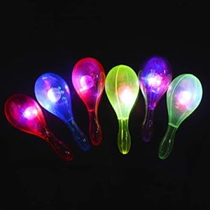 Image of B bangcool 12PCS Shaker Toy Noise Maker Musical Toy Party Maraca Portable Cheering Light Up LED Rattle Toy (Random Color) (Without Lanyard)