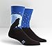 Sock It To Me, Howl at the Moon, Men's Funky Crew Socks, Moon Wolf Socks,Blue,7-13