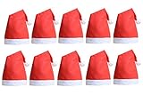 QBSM 10 pcs Christmas Santa Claus Hats Classic Red Cap for Adult Kids Xmas Party