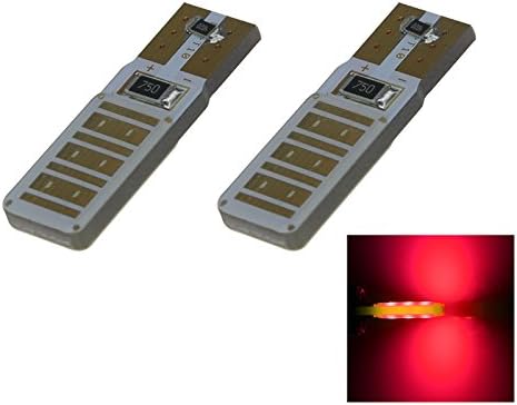 ZHANSHENZHEN Red Auto Turn Signal Light Wedge Lamp Canbus Error Free 2 Emitters COB SMD LED DC 12V 2921 2825 12256 A134-R (Pack of 2)