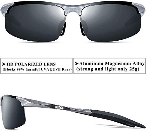 ATTCL Men's HOT Fashion Driving Polarized Sunglasses for Men Al-Mg Metal Frame Ultra Light A-Grey 8177