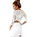 Froomer Women Sexy Lace Hollow Crop Tops Long Sleeve Zipper Blouse White L