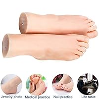 GZMUS - Home Security 1 Pair Silicone Lifesize Mannequin Foot with Nail and Bone Display Sandal Shoe Sock Display Art Sketch 21cm Nail Shop Practice Feet