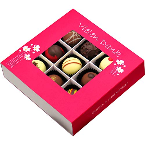 Hallingers 9er Pralinen-Mix handgemacht, mit/ohne Alkohol (108g) - Vielen Dank (Pralinenbox) - Danke 2023, Für Sie#Für… – Bild 4