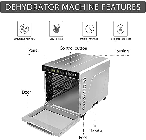 Dxmocos 7 Layer Food Dehydrator Machine, Digital Adjustable Timer and Temperature Control, Dryer for Herb, Meat, Beef, Fruit and Vegetables, Over Heat Protection, Stainless Steel Trays