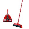 Vileda 152196 DuActiva bezem, eco-verpakking, met driedelige steel en 2-in-1 veegset, polyurethaan, polyethyleen, rood…