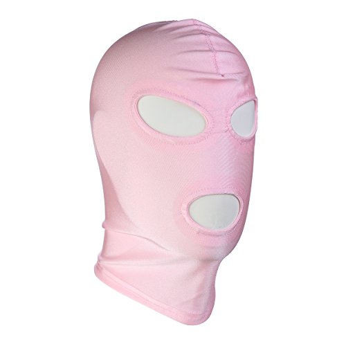 HOT TIME Unisex Lycra Spandex Zentai Hood Mask (S-Small, Pink-Open Eyes Mouth)