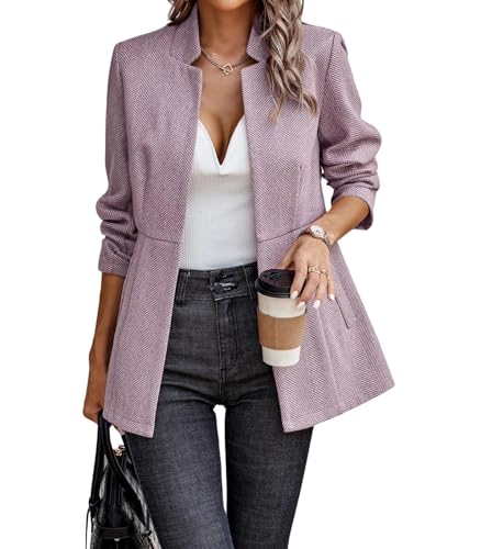 Chouyatou Women's Casual Business Open Front Long