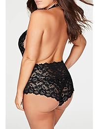 Body de lencería sexy para dama, talla grande, profundo en V, con espalda abierta
