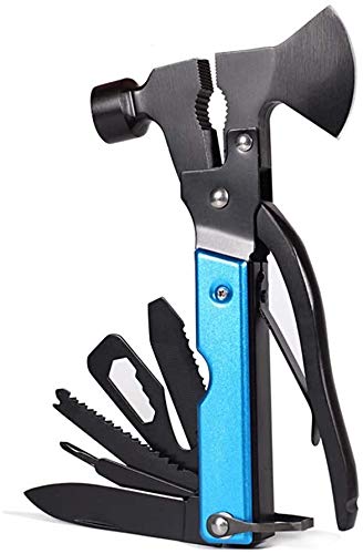 Dripex Multitool Camping Gear - 16 in 1 Emergency Survival Gear for Outdoor Camping Hiking, Gifts for Men Dad Husband Boyfriend, Escape Tool with Hammer, Axe, Plier, Knife, Bottle Opener etc