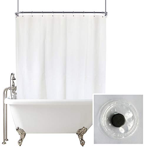 YISURE Shower Curtain Set Clawfoot Tub Liner Wrap Around Waterproof PEVA Extra Wide Curtain with