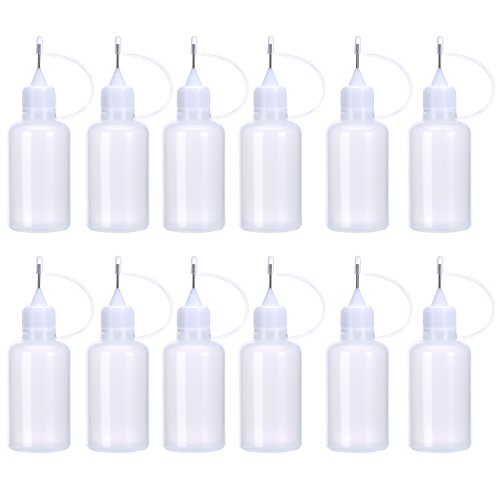 Pangda 12 Pack Precision Tip Glue Applicator Bottle Plastic Liquid Dropper Bottles DIY Quilling Tool, 1 Ounce (30 ml)