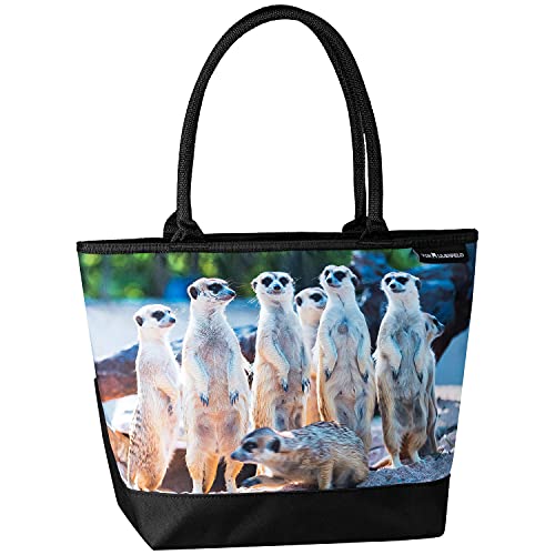 VON LILIENFELD Handtasche Erdmännchen Surikat Meerkatze Motiv Shopper Maße cm L42 x H30 x T15 Strandtasche Henkeltasche Büro
