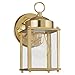 Sea Gull Lighting 8592-02 New Castle One-Light Outdoor Wall Lantern With Clear Glass Panels, Polished Brass Finish