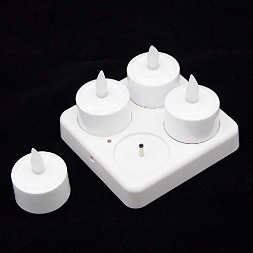 EuroFone kunststof led-kaarsen, oplaadbare waxinelicht, flikkerend, met oplaadstation, set van 4 (geel) - Afbeelding 7