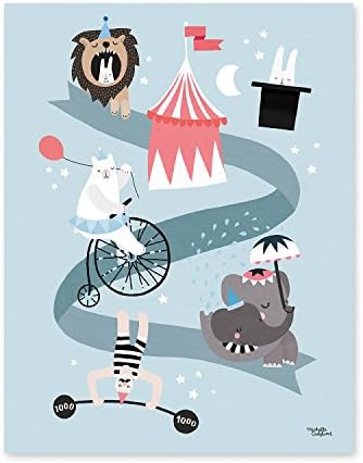 Michelle Carlslund Illustration 237 Circus Friends Poster Paper Stone 50 x 0.1 x 70 cm Blue