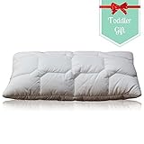 Toddler Pillow with Organic Cotton Cover - Designed by a Chiropractor and Mom of 4. Spinal Health Begins As a Baby - this Pillow Protects Your Toddler's Neck. Microfiber for Machine Wash / Dry.