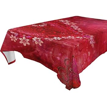Amazon.com: Valentine’s Day Tablecloth Red Hearts and ...