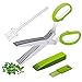 Multipurpose Herb Scissors and Stripper Set - Kale and Herb Razor Stripping Tool, 5 Blade Herb Shears with Cover,Cleaning Comb and Brush - Cutter, Chopper, Mincer for Herb by Oojdzoo
