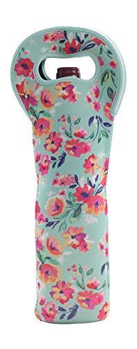 Wine Tote Carrier Bag from Made Easy Kit Neoprene Champagne Bottle Protective Travel or Gift Bag -Set of 3 (Floral Patters)