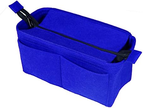 [Fits Various Bags, L.V Her.mes Long.champ Go.yard] Felt Tote Organizer (w/ Top Zipper), Purse Insert, Cosmetic Makeup Diaper Handbag, Belongings Pocket