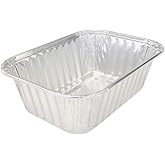 KitchenDance Disposable Aluminum Mini Loaf Pans without Lid - 6 Ounces Rectangular Individual Sized Loaf Pans, Aluminum Foil Baking Pans perfect for Cakes, Cobblers - #4004, (Silver, 50)
