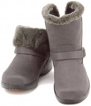 Amazon トパーズ レディース ショートブーツ ファーブーツ ローヒール 歩きやすい 疲れない 2way 美脚 防水 防滑 雨 雪 靴 4e 幅広 カジュアル デイリー トラベル Tz 4432 グレー 25 0cm ブーツ ブーティ