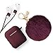Xmifer AirPods Case, Cute Airpods Case Keychain Drop Proof (Silicone Skin for AirPods Charging Case 2/1) with Fluffy Fur Ball Keychain and Airpods Anti-Lost Strap for Airpods 2/1(Wine)