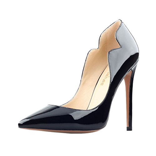 Jushee Women's MRdlgeip Stiletto High Heels Closed Pointed Toe Patent Spring Summer Autumn Black Party Pumps 11 M US