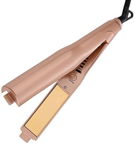 PTC Ceramic Titanium-Plated Flat Iron Hair Straightener and Hair Curler Tool, 2 in 1 Straightening Curling Iron with Dual Voltage Gold, Anti Scald Hair Straightener By Stpollar