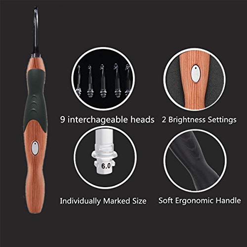 2 Rechargeable+Lighted+Crochet+Hooks+Interchangeable