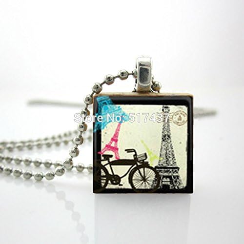 Pretty Lee Personalized Jewelry Paris Vacation Necklace Scrabble Tile Pendant With Ball Chain Included
