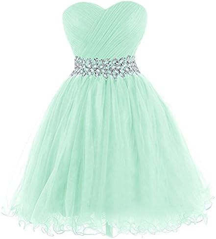 Henglizh Short Tulle Pleated Rhinestone Homecoming Dress Mini Party Cocktail Gown