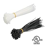 Simple Deluxe HICBLETIE4 500pcs 4 Inch Self-Locking Plastic Zip Nylon Cable Tie kit in Black & White, 4-Inch