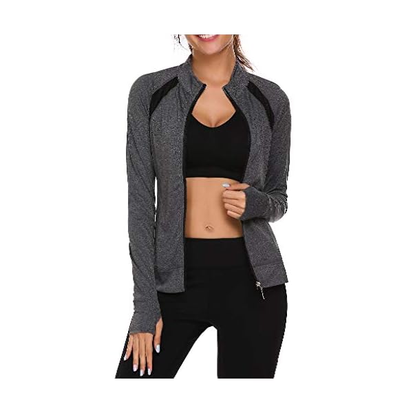 HOTLOOX Women’s Slim Fit Yoga Workout Jacket Full Zip Thumb Hole