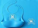 Premium Silicone Bib and Placemat with Pocket Set for Baby & Kids - Food Grade Silicone, Reusable, Dishwasher Safe (Blue)