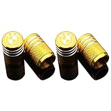 Car Tire Air Valve Caps- Auto Wheel Tyre Dust Stems Cover with Logo Emblem Waterproof Dust-Proof Universal fit for Cars, SUV, Truck, Motorcycles 4 Pieces (BMW, Gold)