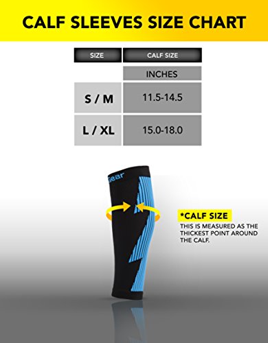 ActiveGear Calf Compression Sleeves for Men and Women to Improve Circulation and Recovery - Black/Blue L/XL (One Pair)