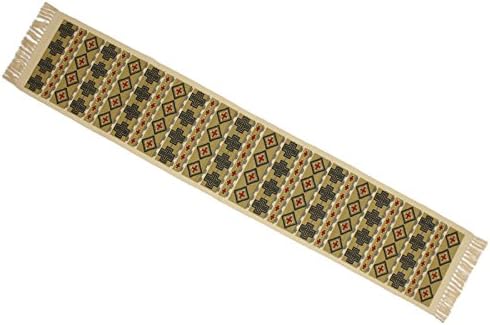 Splendid Exchange Southwestern Style Woven Cotton Stencil Table Runner, 72 Inches by 13 Inches, Crosses and Diamonds Tan