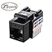 Cable Matters [UL Listed] 25-Pack 10Gbps Cat6 Keystone Jacks, RJ45 Keystone Jack, Ethernet Modular Jack in Black with Punch-Down Stand for Patch Panel and Wall Plate