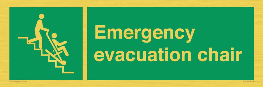 Emergency evacuation chair Sign - 600x200mm - L62