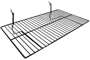 Gridwall Panel Display Shelf - Only Garment Racks - Clothing Display Rack Grid, Heavy Duty Shelf, 12"D x 24"L Straight Shelf for Grid Panel, Black Finish Wire